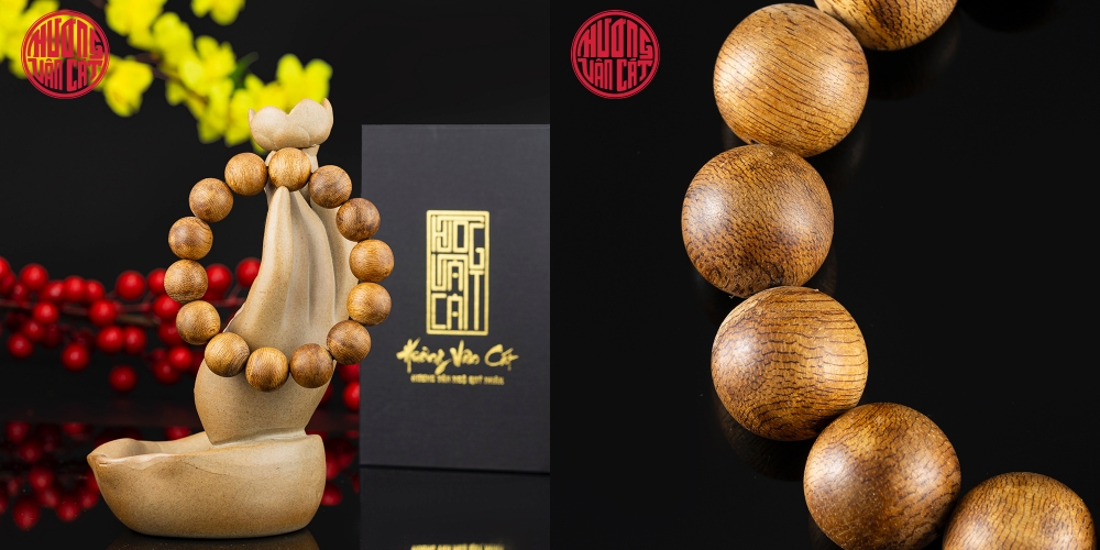 Vòng tay Trầm Hương tròn 16 li banh đỏ Malay