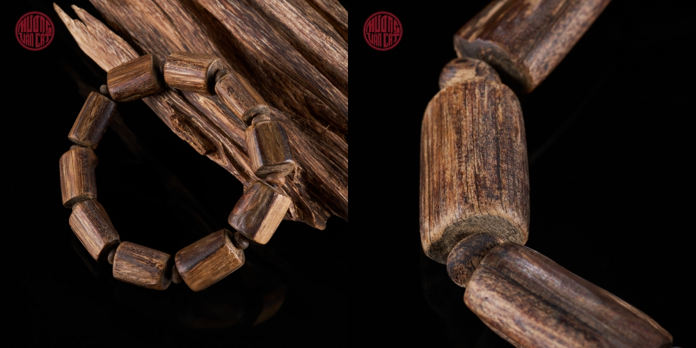 Vòng tay trầm hương Khánh Hòa hạt tự nhiên cận chìm Hiếm