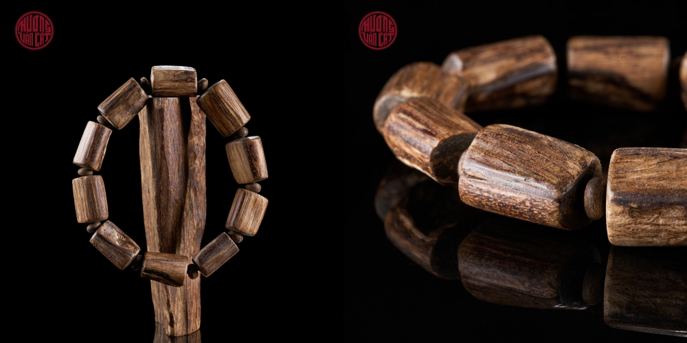 Vòng tay trầm hương Khánh Hòa hạt tự nhiên cận chìm Hiếm