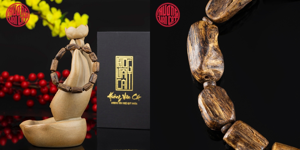 Vòng tay trầm hương chìm cao cấp dạng hạt tự nhiên