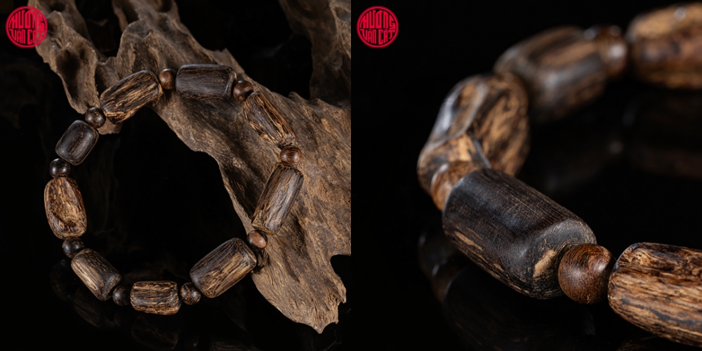 vòng trầm hương chìm nước Indo dạng hạt tự nhiên hiếm có