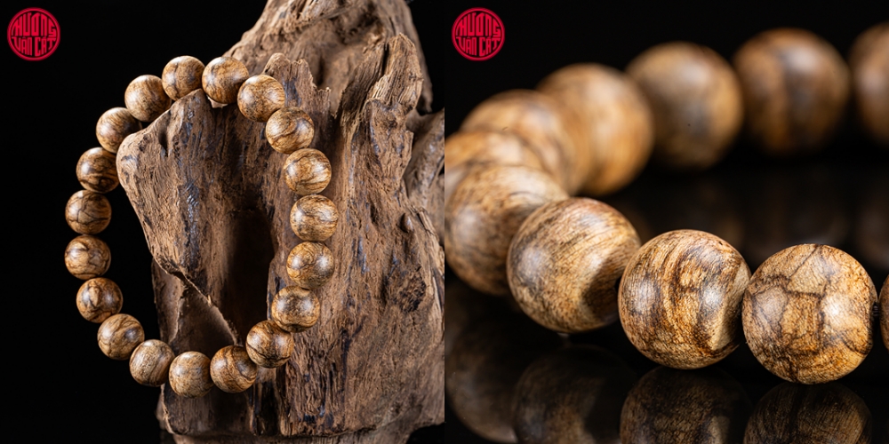 vòng tay trầm hương tròn 10 li cho nam bông Khánh Hòa