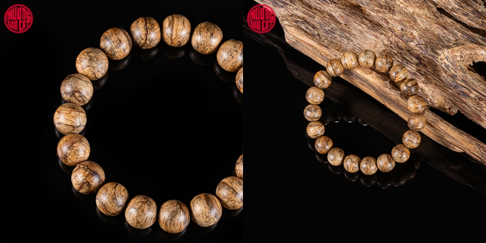 vòng tay trầm hương tròn 10 li cho nam bông Khánh Hòa