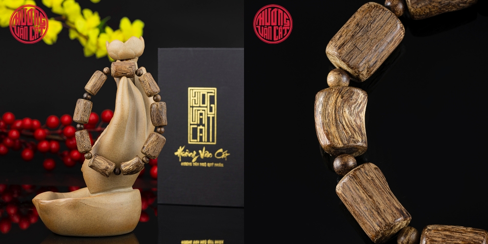 Vòng tay Trầm Hương rục cận chìm Malay hạt tự nhiên