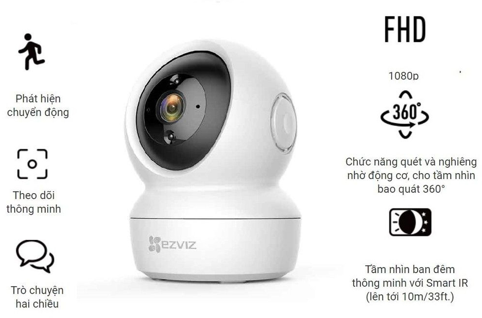 Camera IP Wifi EZVIZ CS-C6N 2MP nhiều tính năng, thiết kế nhỏ gọn phù hợp với các vị trí, tùy vào mục đích sử dụng.