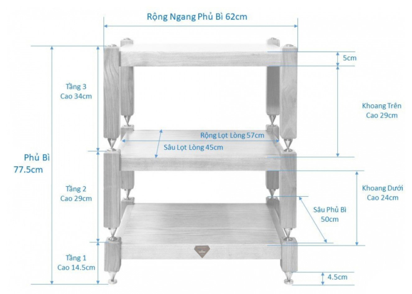 kích thước kệ amply, kệ audio gỗ sồi, kệ để dàn âm thanh gỗ sồi tại Nam Định