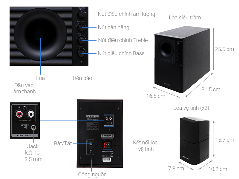 thông số kỹ thuật loa microlab x2, loa vi tính tại nam định, mua loa vi tính giá tốt tại Nam Định