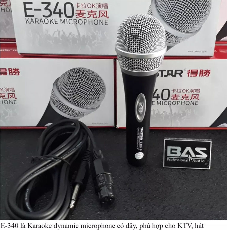 Micro có dây Takstar E-340 chuyên dùng hát karaoke, giá thành rẻ tại Bình Ansi Nam Định