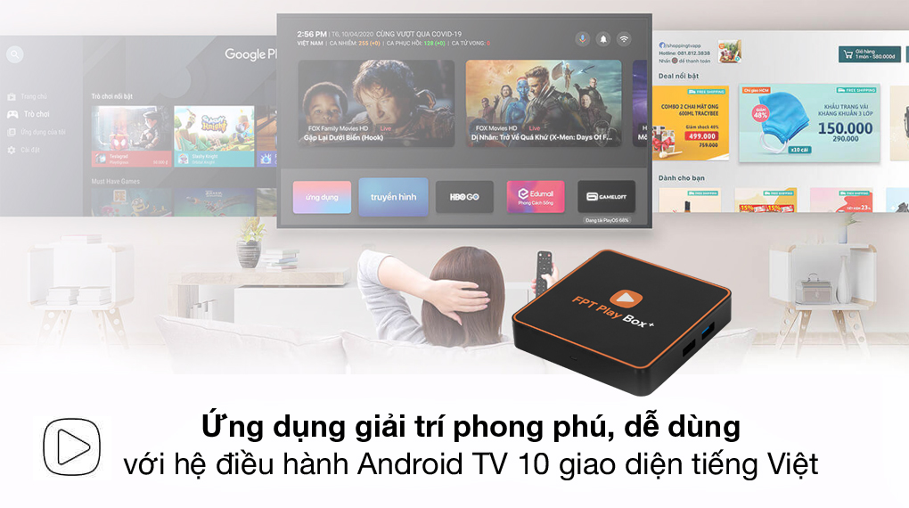 Android TV FPT Play Box+ T550 2GB tại BAS Audio 573 Trần Hưng Đạo, tp Nam Định