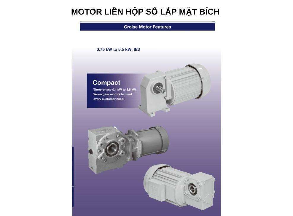 Motor liền hộp số lắp mặt bích