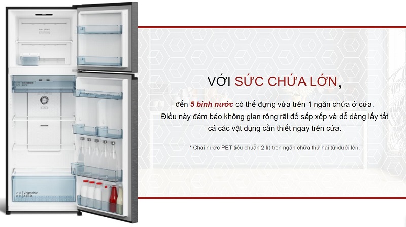 Sức chứa lướn -Tủ lạnh Hitachi 2 cánh ngăn đông trên Inverter 374 lít HRTN6408SGBKVN - Mới 2025 New