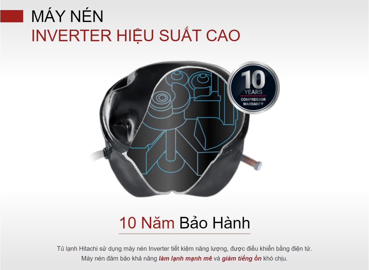 Tủ lạnh Hitachi 2 cánh ngăn đông trên Inverter 409 lít HRTN6443SGBKVN