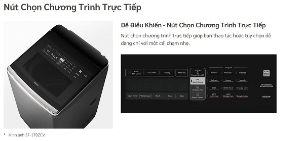 Bảng điều khiển - Máy giặt lồng đứng Hitachi Inverter 20kg SF-200ZHV GG chính hãng, giá tốt