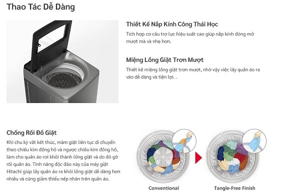 Máy giặt lồng đứng Hitachi Inverter 20kg SF-200ZHV GG chính hãng, giá tốt