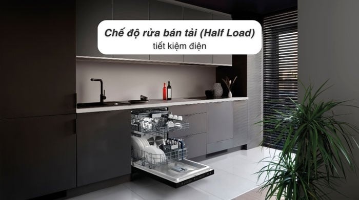 Máy rửa bát độc lập Hitachi HDF-F158CVGB New 15 bộ, giá tốt - chế độ rửa bán tải - Half Load