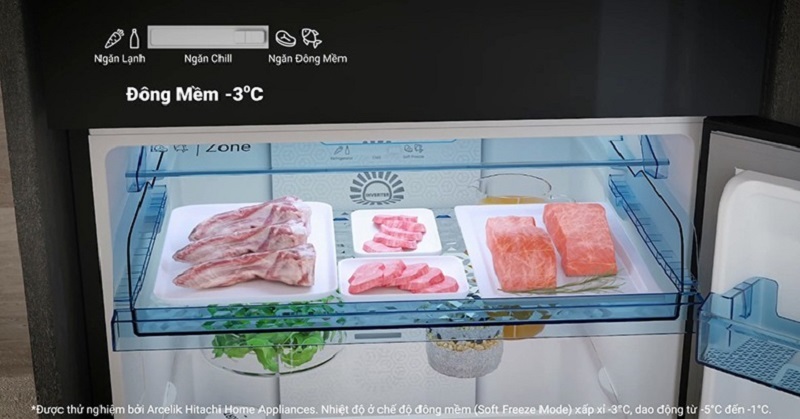 Tủ Lạnh Hitachi 2 Cánh Ngăn Đông Trên 374 lít HRTN6408SAGBKVN màu kính đen, đá tự động giá tốt - ngăn chuyển đổi đa năng 3 mức