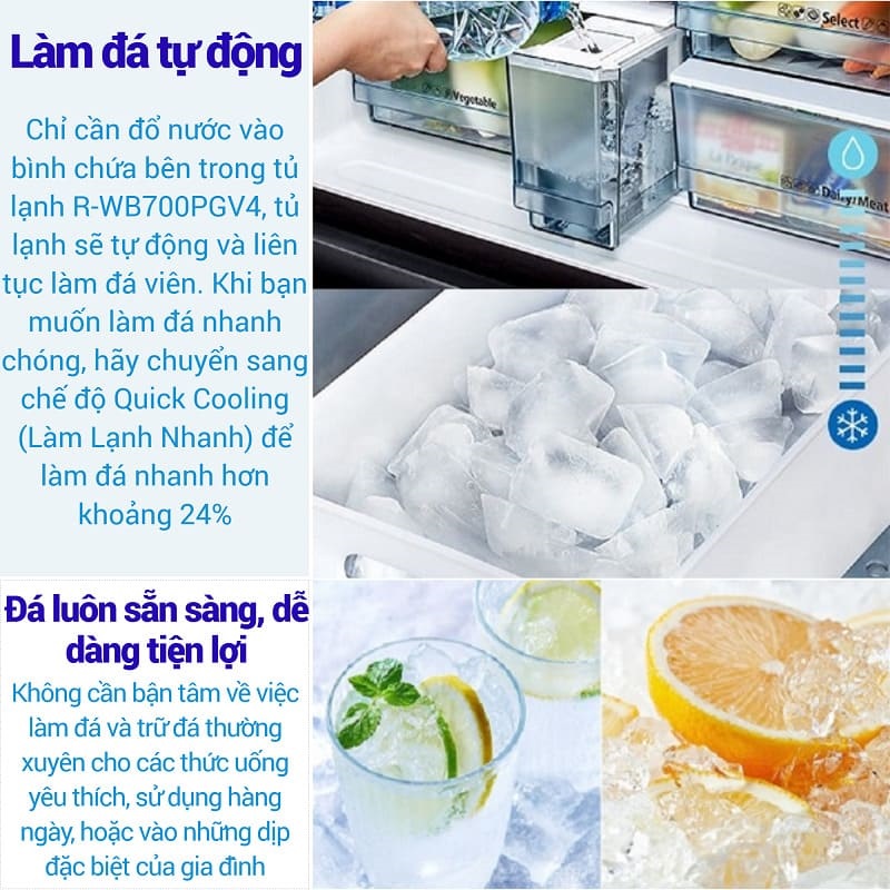 Tủ lạnh Hitachi inverter 645L 4 cánh ngăn đông dưới R-WB700PGV4 (GBK) chính hãng, model mới 2025