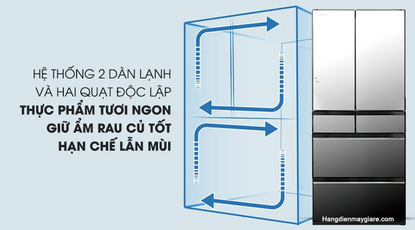 tủ lạnh 6 cánh 520 lít Hitachi nội địa Nhật R-HW530NV (X)