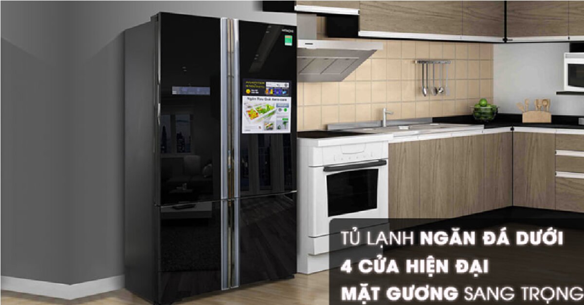 Tủ lạnh hitachi inverter 4 cánh dung tích 640 lít R-FWB850PGV5 GBK