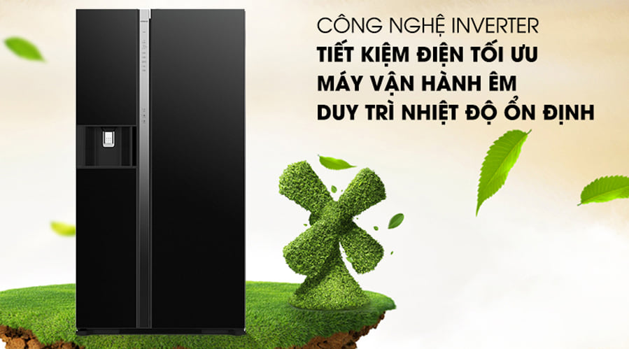 tủ lạnh 2 cánh side by side hitachi chính hãng giá tốt lấy nước và đá ngoài R-SX800GPGV0