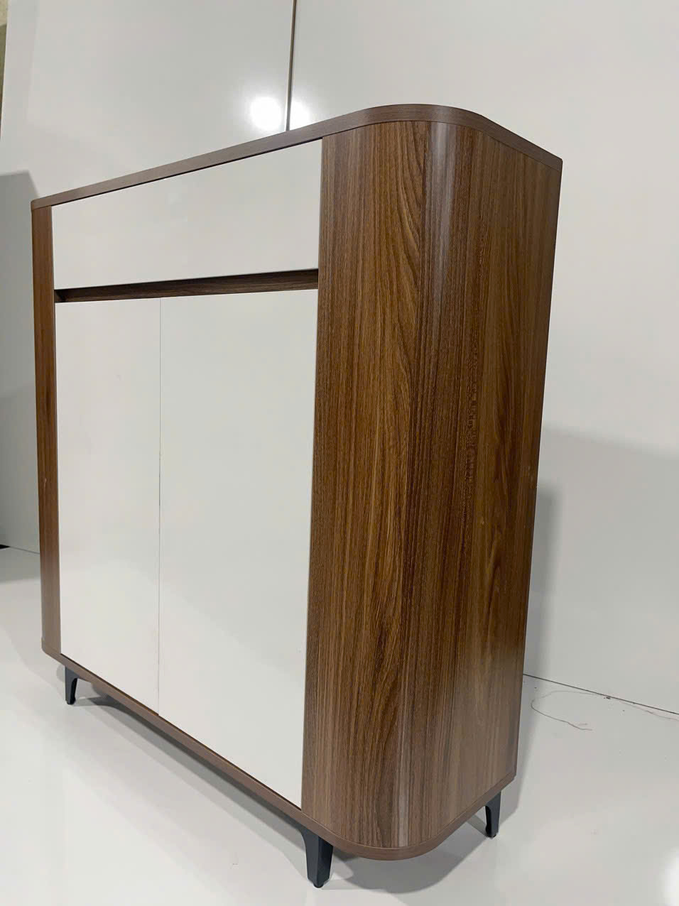 Tủ giày gỗ mdf 2 cánh bo cong