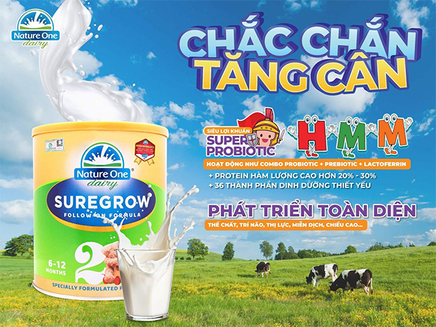 Sữa Nature One Dairy SureGrow Úc 600g số 2 (6-12 tháng)