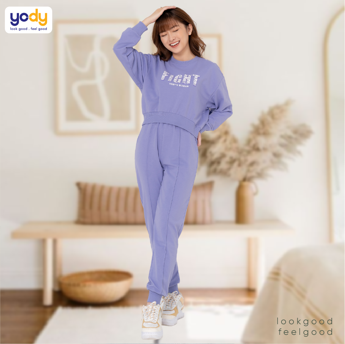 bộ đồ thu đông nỉ da cá in chữ