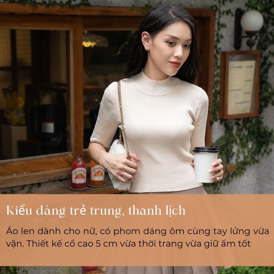 Áo Len Nữ Mỏng Cổ Cao 5cm