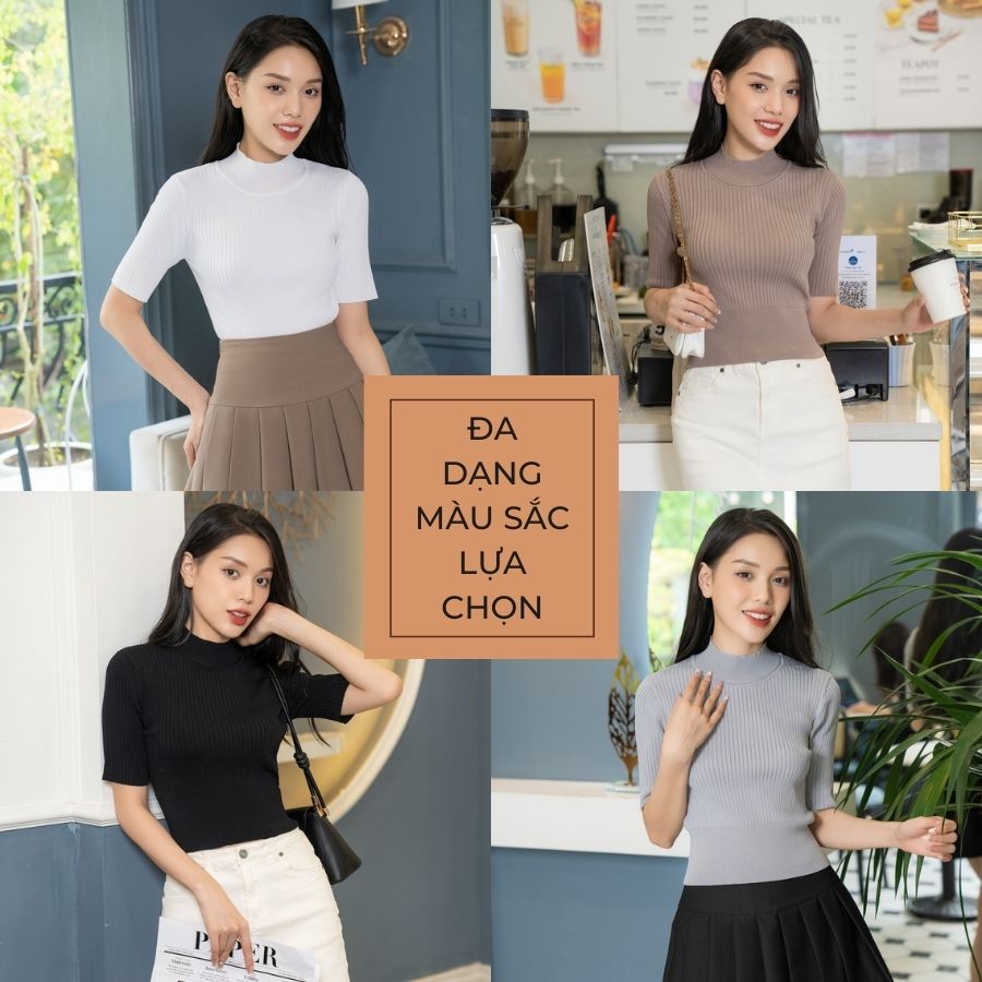 Áo Len Nữ Mỏng Cổ Cao 5cm