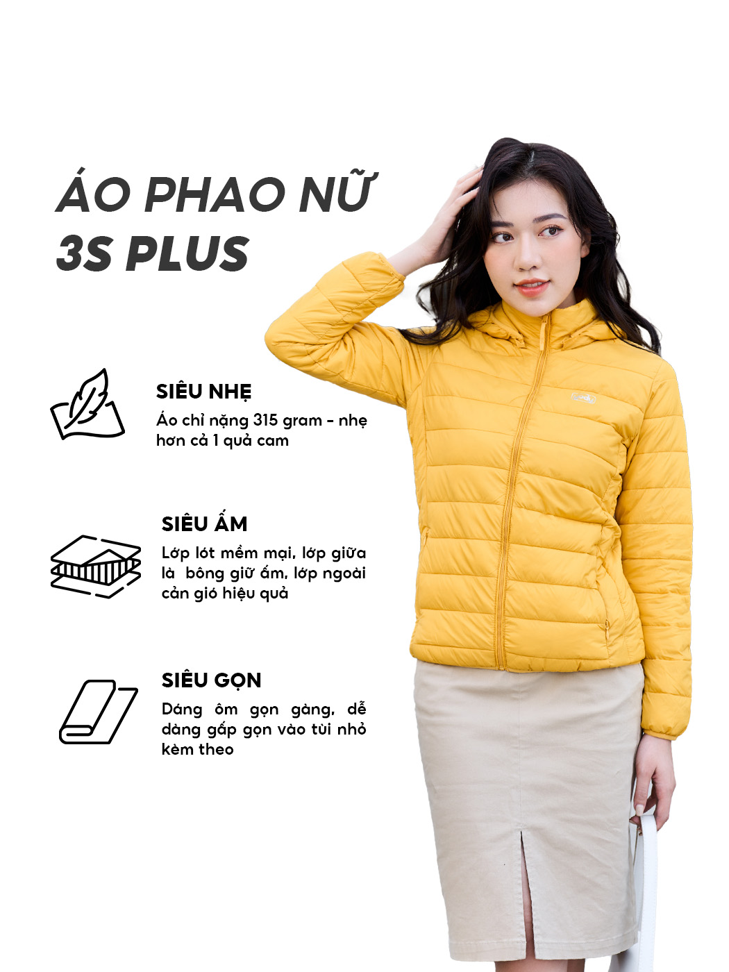 Áo Khoác Phao Nữ Siêu Nhẹ Siêu Ấm
