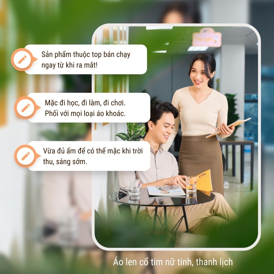 Áo Len Gân Nữ Tay Dài Cổ Tim