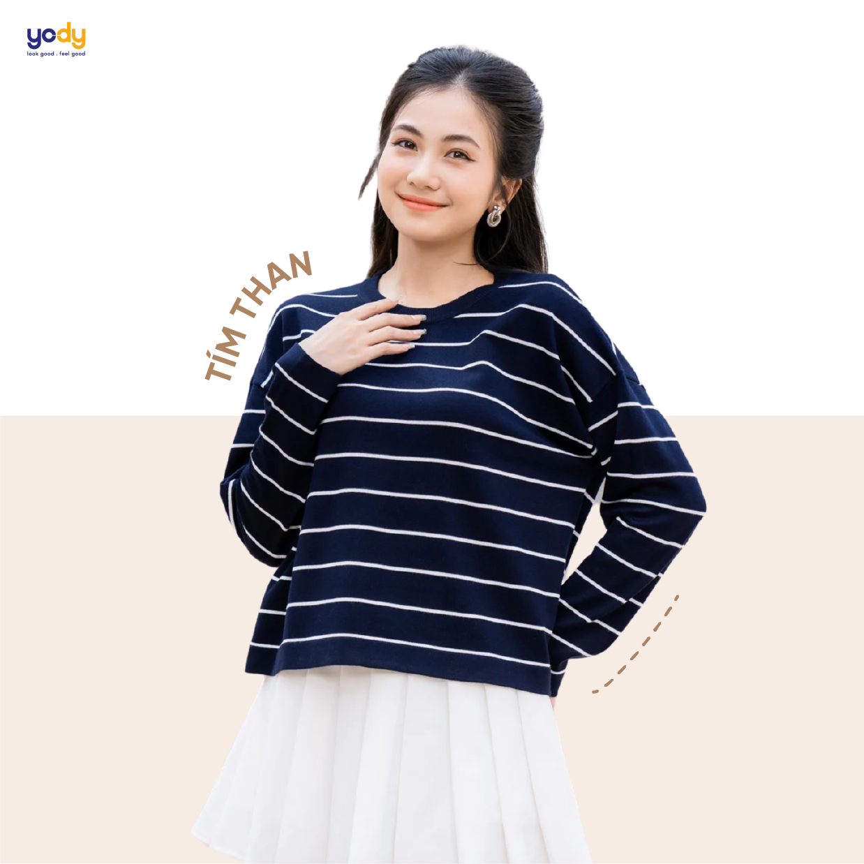 Áo Len Nữ Form Rộng Họa Tiết Sọc Ngang