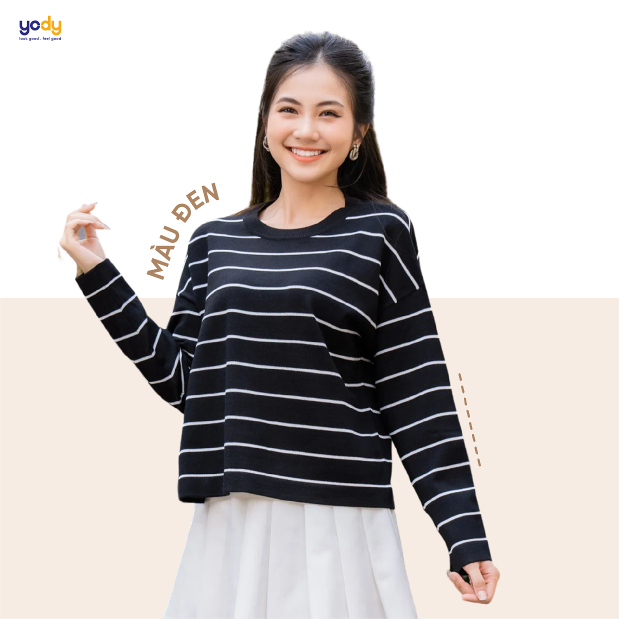 Áo Len Nữ Form Rộng Họa Tiết Sọc Ngang