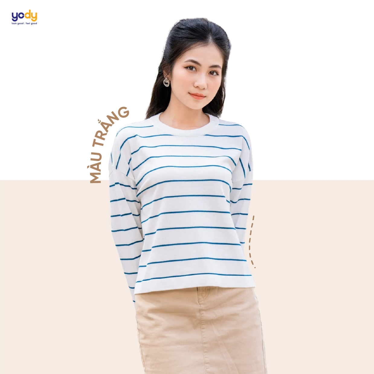 Áo Len Nữ Form Rộng Họa Tiết Sọc Ngang