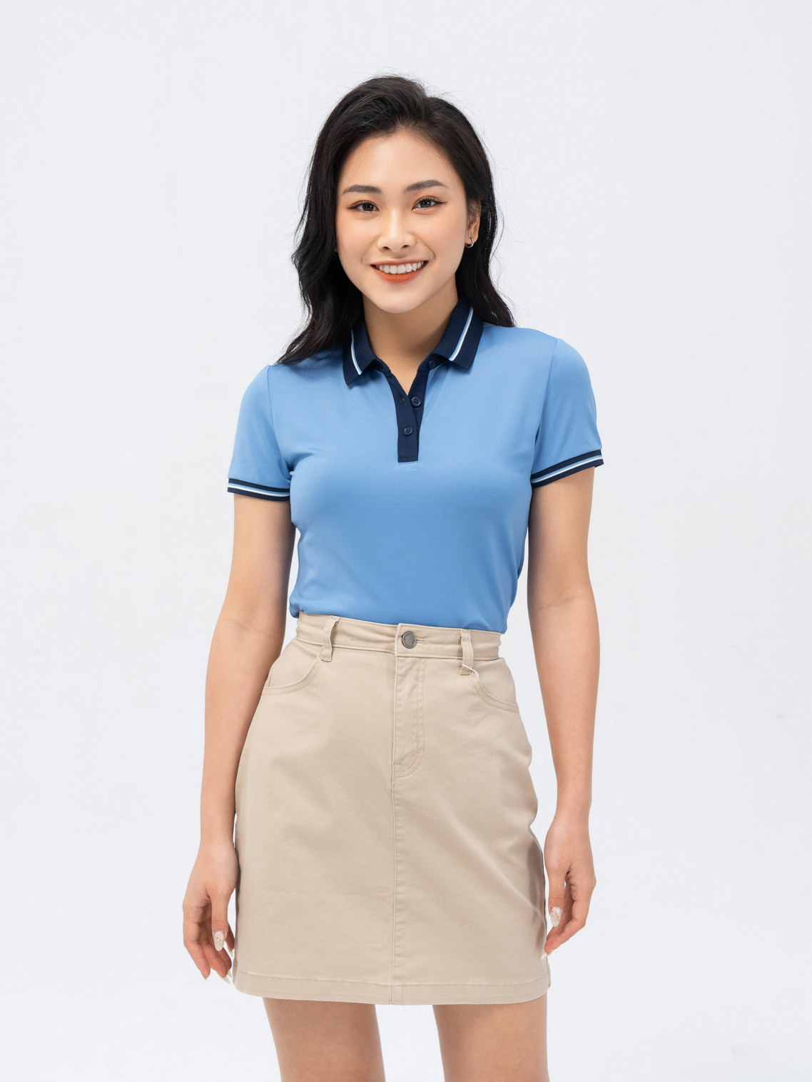 Áo Polo Nữ Coolmax Thoáng Mát Bo Cổ Phối Màu