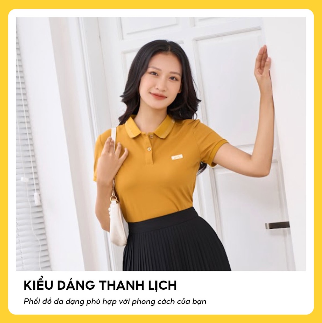 Áo polo nữ mắt chim phối bo