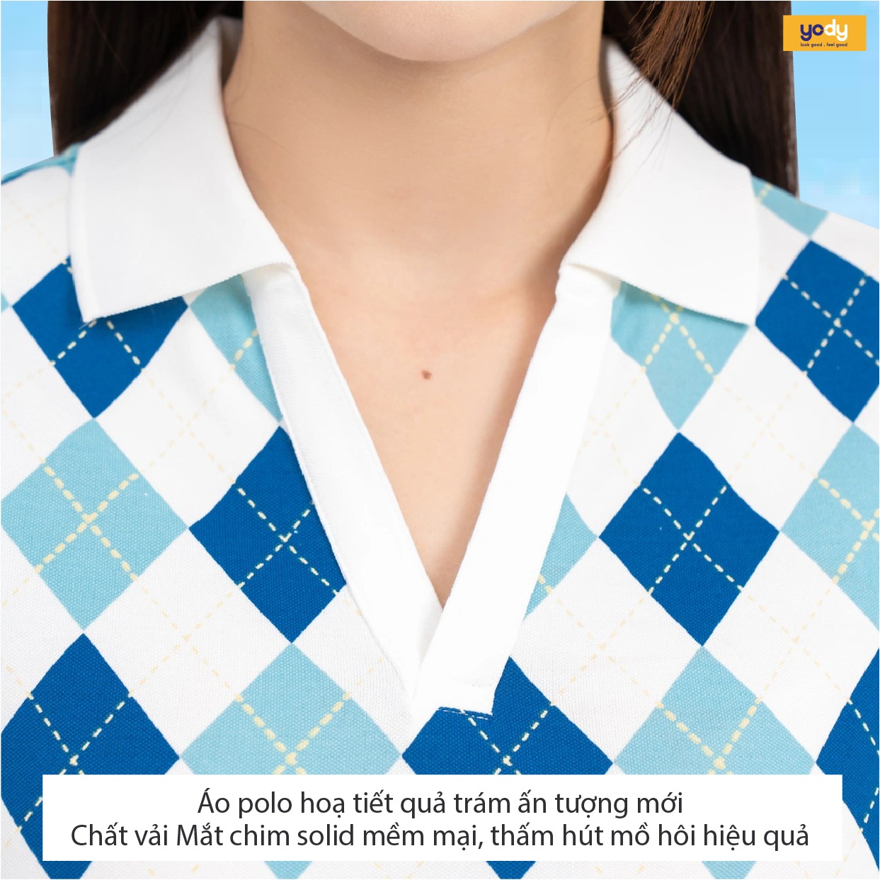 áo polo nữ croptop hoa tiết quả trám