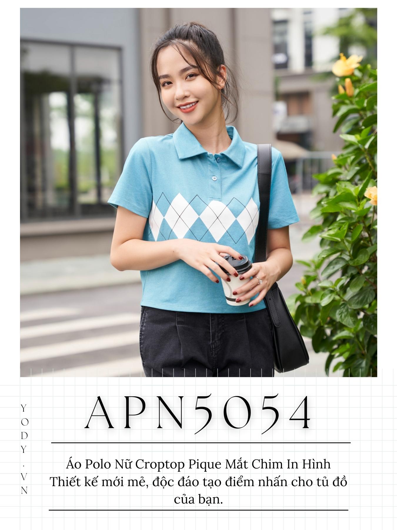 Áo Polo Nữ Croptop Pique Mắt Chim In Hình