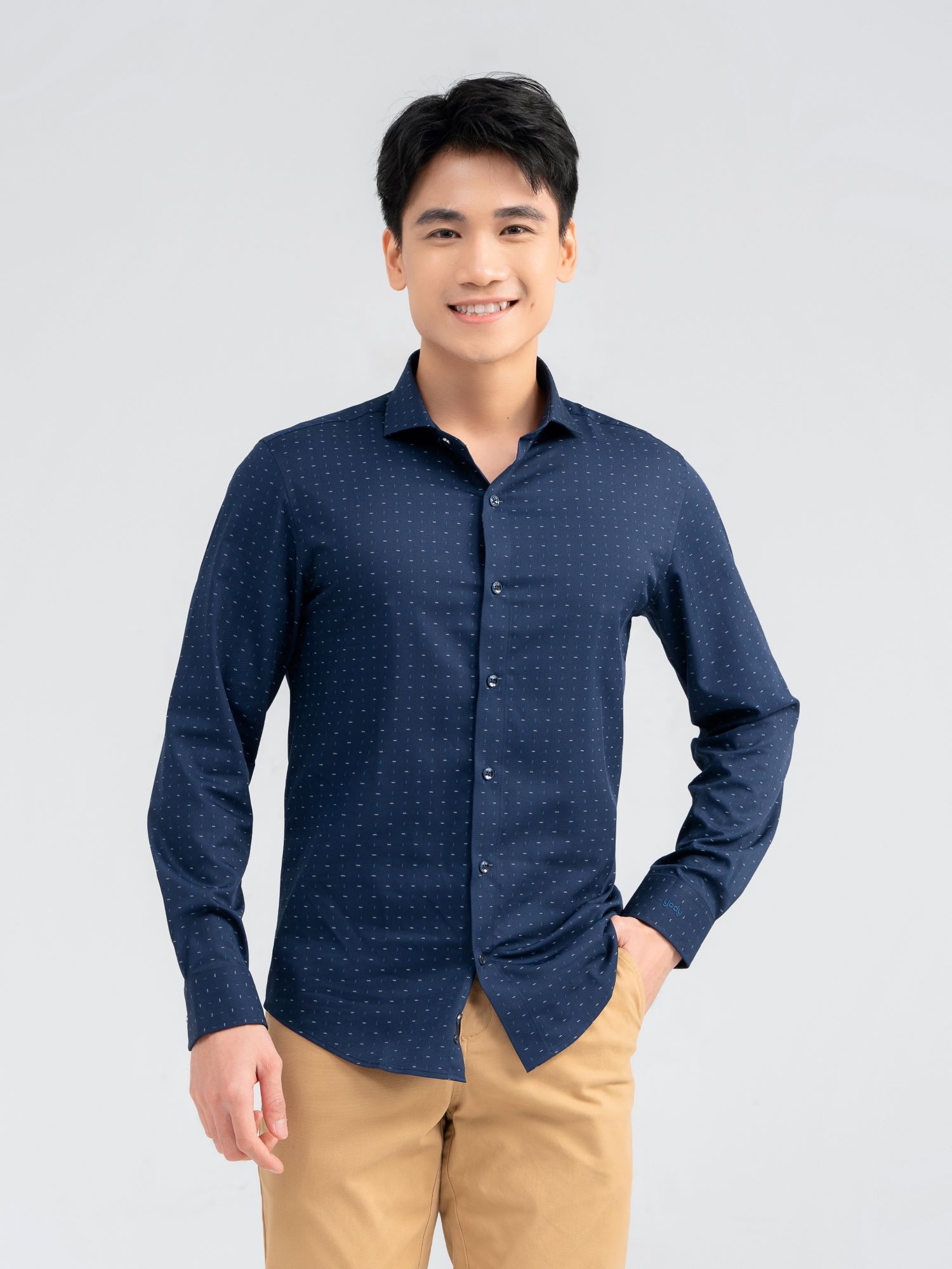 Sơ Mi Dài Tay Nam Họa Tiết Nhí