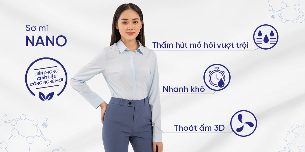 Áo Sơ Mi Nữ Cổ Đức Nano Kháng Khuẩn Khử Mùi
