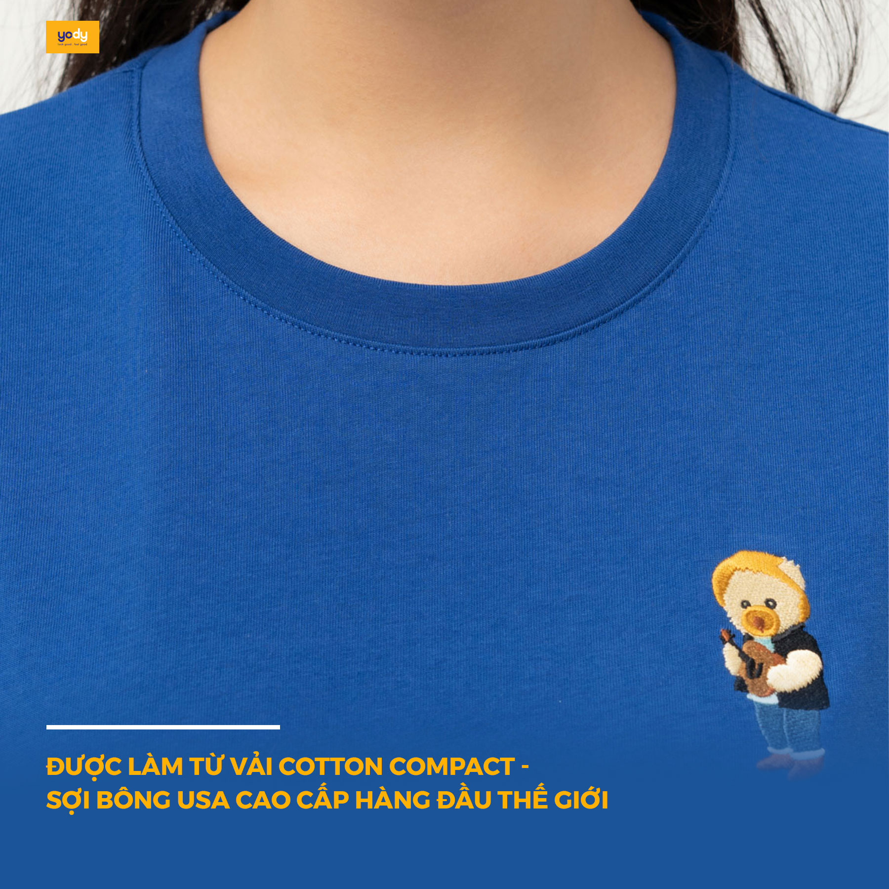 Áo Thun Nữ Cotton USA Thêu Gấu Trẻ Trung