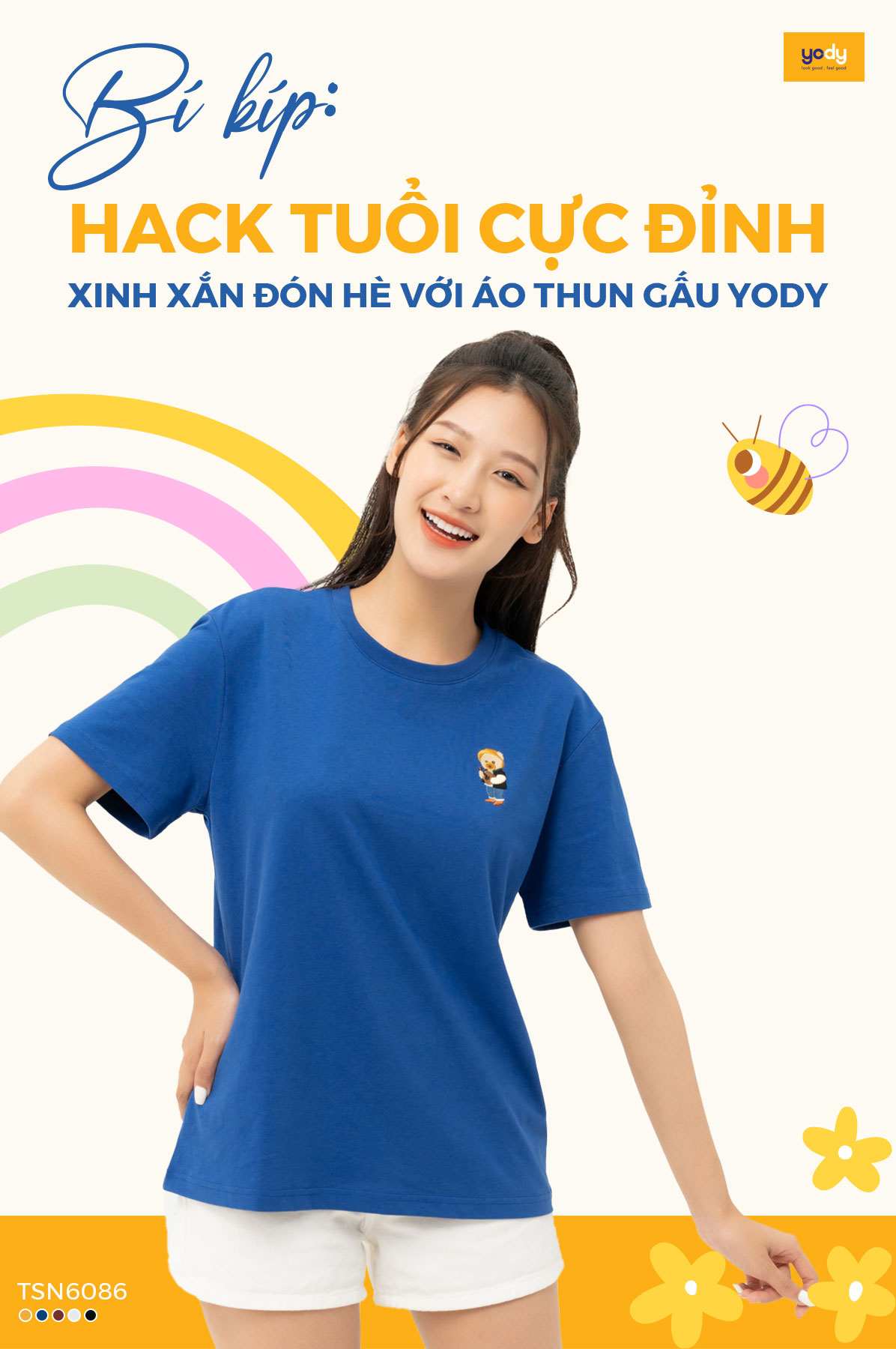 Áo Thun Nữ Cotton USA Thêu Gấu Trẻ Trung