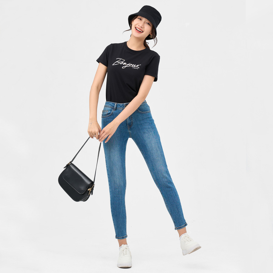 Áo Thun Nữ Basic In Bonjour