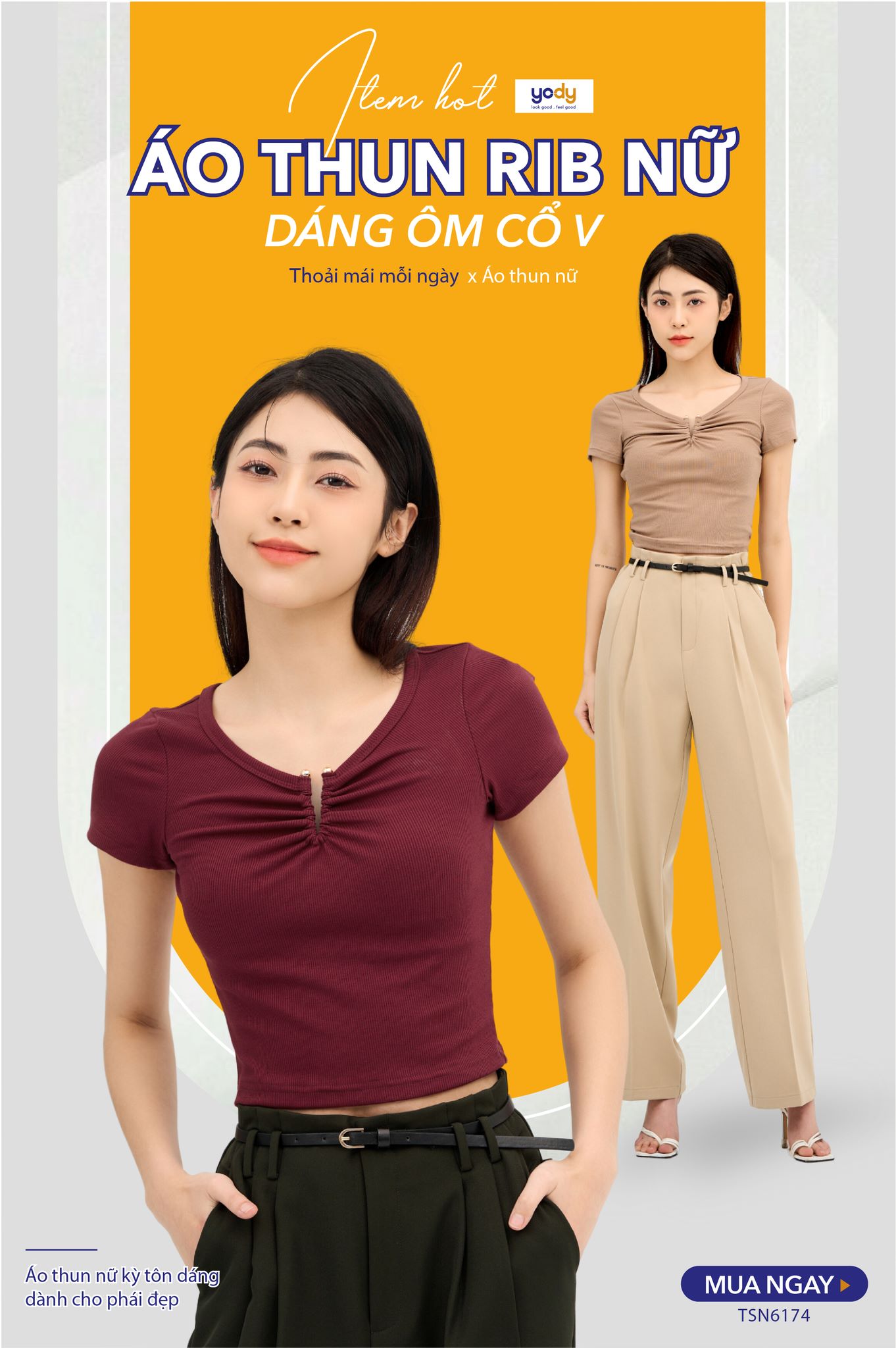 Áo Thun Zip Nữ Dáng Ôm Cổ V