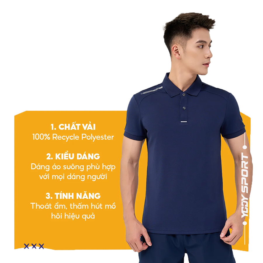 Áo Polo Thể Thao Nam In Vai Phản Quang