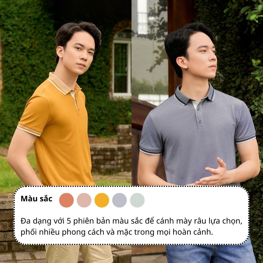 Áo Polo Nam Pique Mắt Chim Melange Phối Nẹp