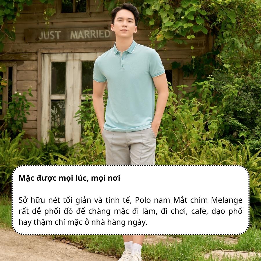 Áo Polo Nam Pique Mắt Chim Melange Phối Nẹp