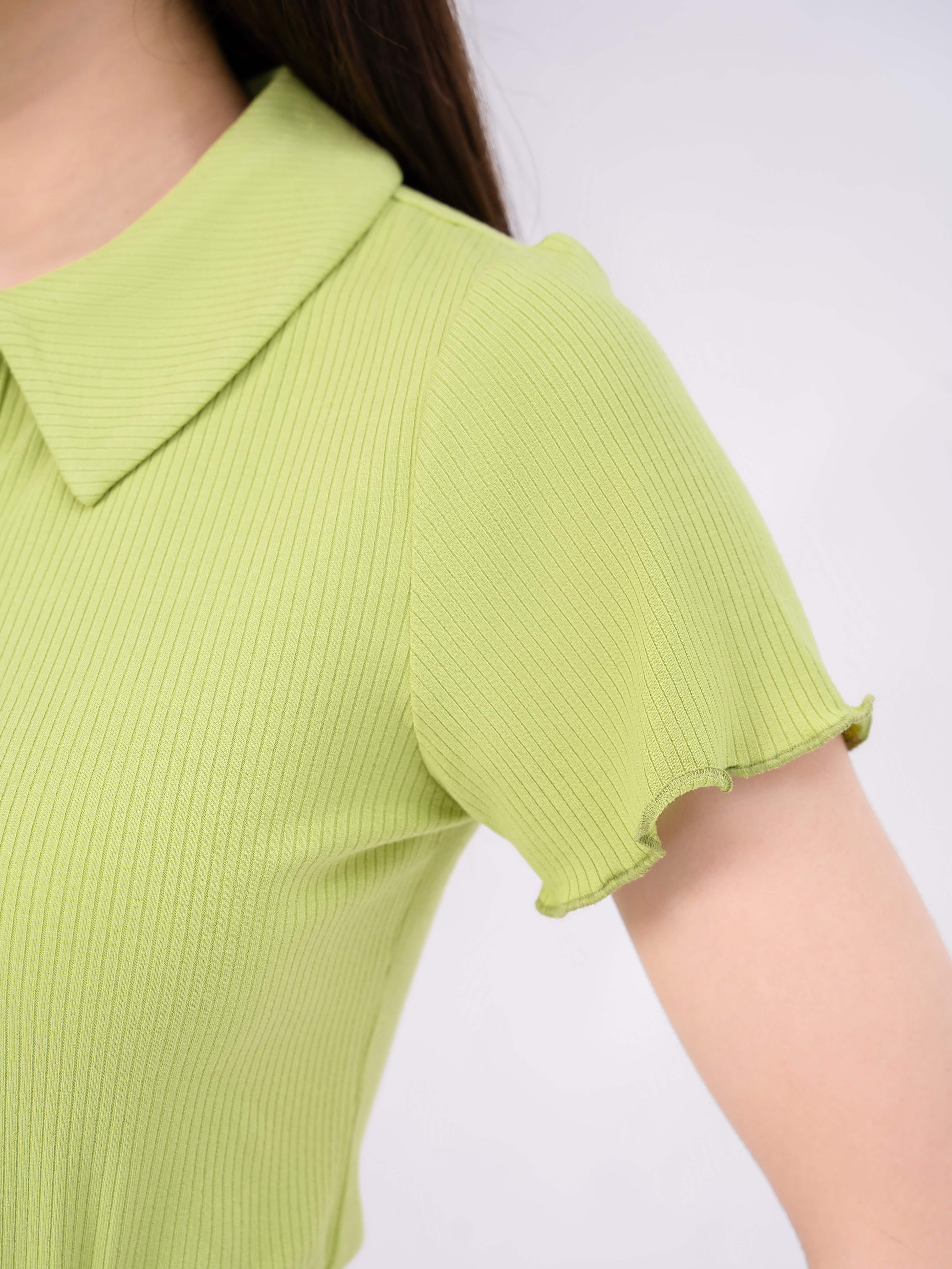 Áo Polo Nữ Thun Gân Cổ 5 Cúc