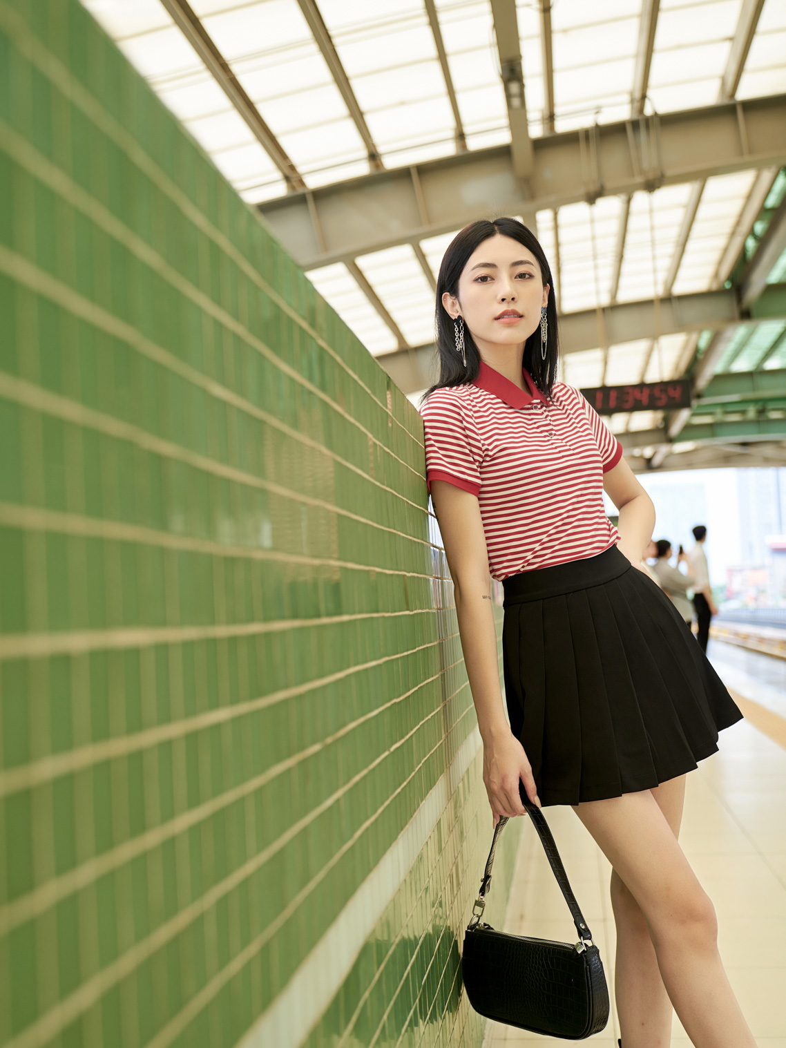 ao polo nu phối kẻ