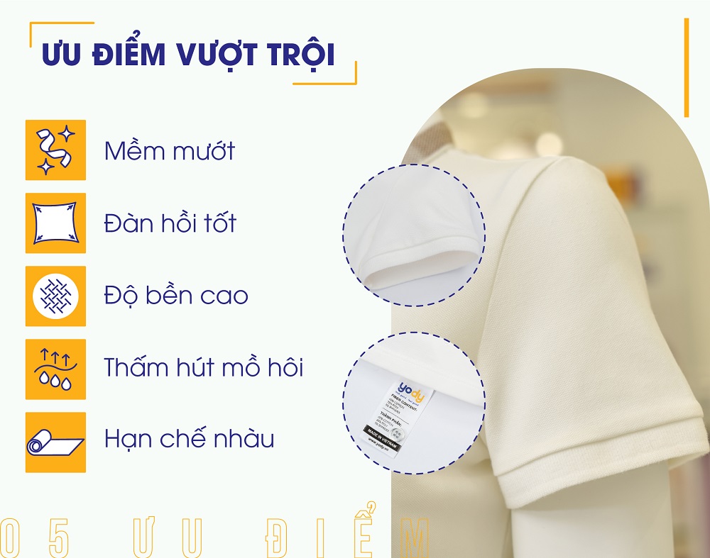 chat lieu áo polo vai pique mat chim